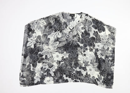 Anthony Studio Womens Black Floral Polyester Tunic Blouse Size S V-Neck - Beach Cover Up