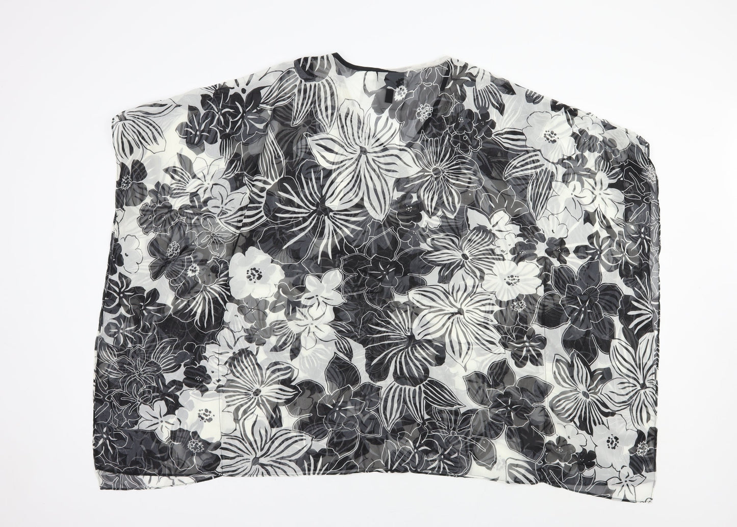 Anthony Studio Womens Black Floral Polyester Tunic Blouse Size S V-Neck - Beach Cover Up