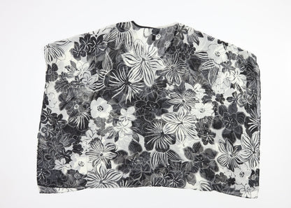 Anthony Studio Womens Black Floral Polyester Tunic Blouse Size S V-Neck - Beach Cover Up
