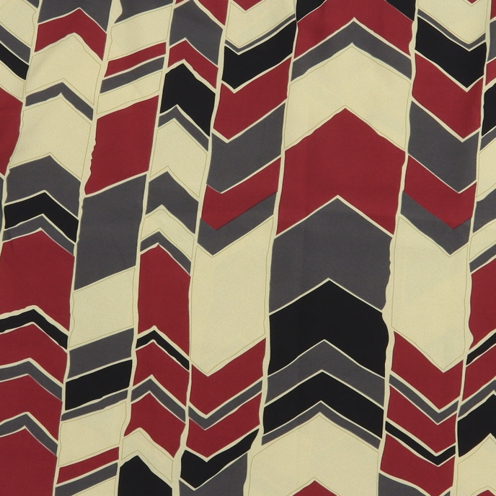 SheIn Womens Multicoloured Geometric Polyester Basic Blouse Size L V-Neck