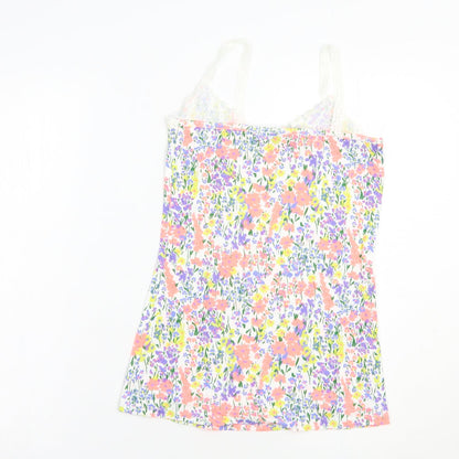 F&F Womens Multicoloured Floral Cotton Camisole Blouse Size 8 V-Neck - Lace Detail