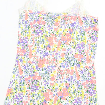 F&F Womens Multicoloured Floral Cotton Camisole Blouse Size 8 V-Neck - Lace Detail
