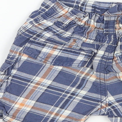 George Boys Blue Plaid Cotton Cargo Shorts Size 2 Years  Regular Drawstring
