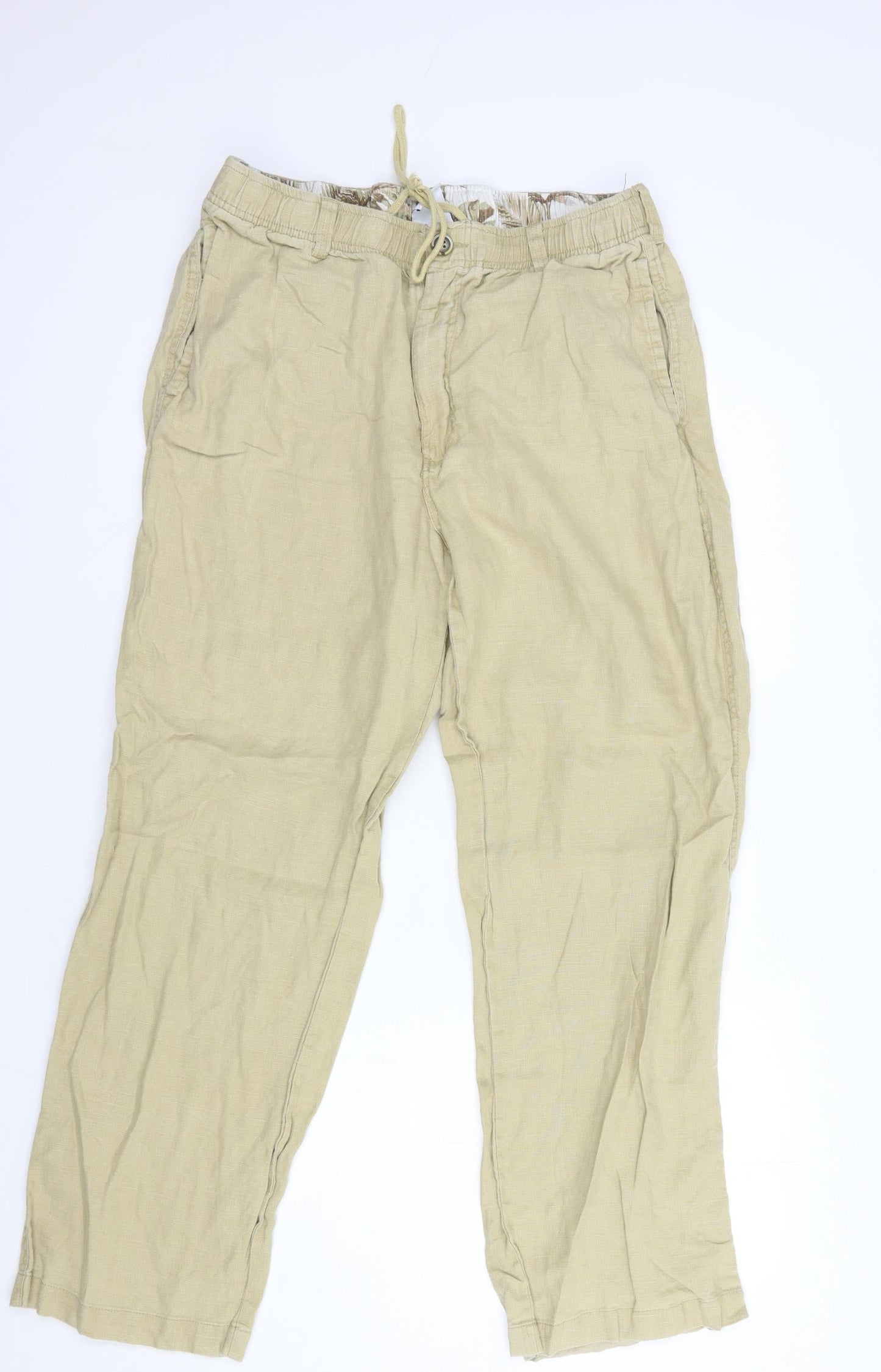 28 Palms Womens Beige  Linen Trousers  Size 12 L28 in Regular Button
