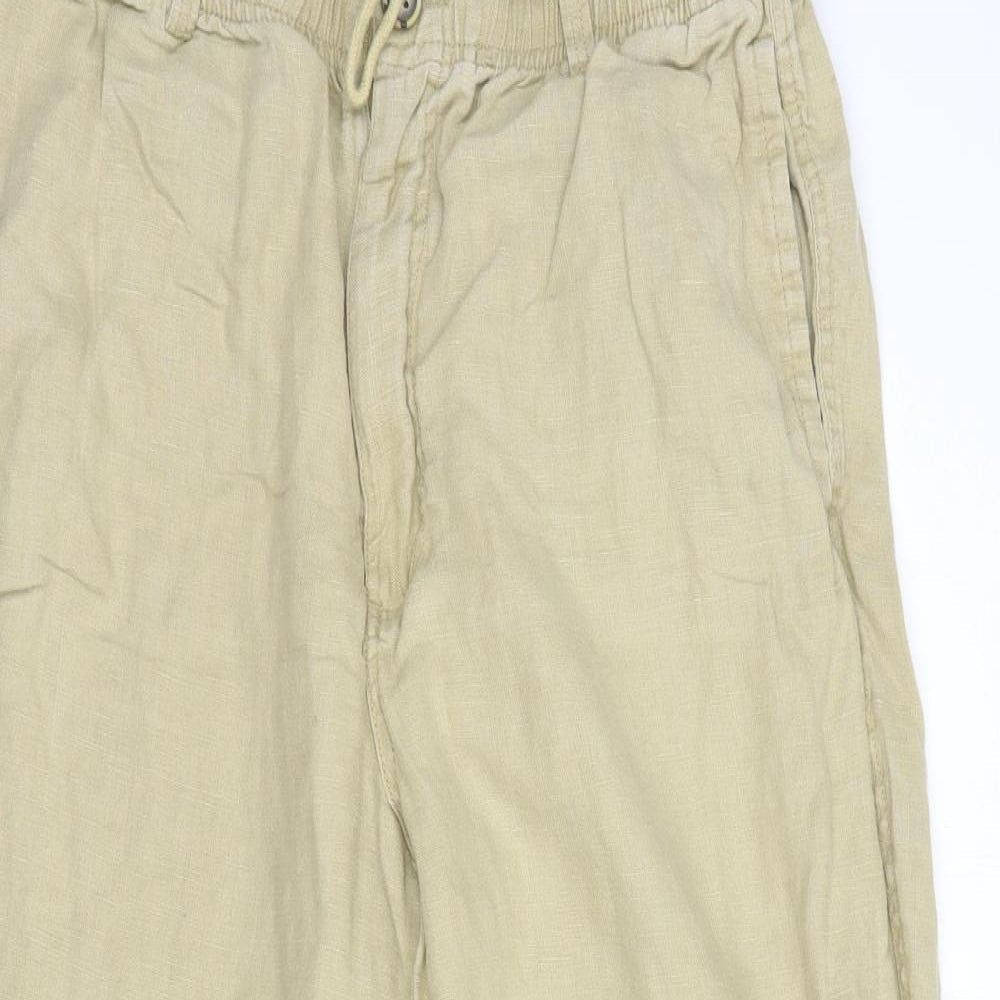28 Palms Womens Beige  Linen Trousers  Size 12 L28 in Regular Button