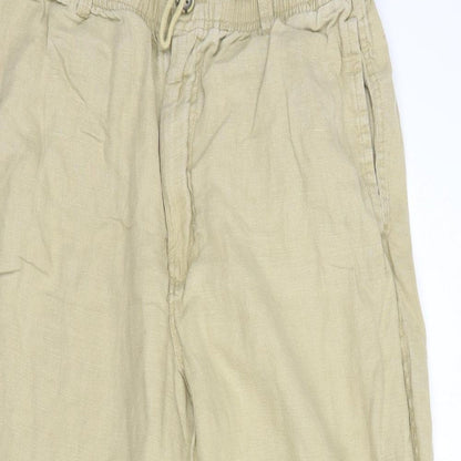 28 Palms Womens Beige  Linen Trousers  Size 12 L28 in Regular Button