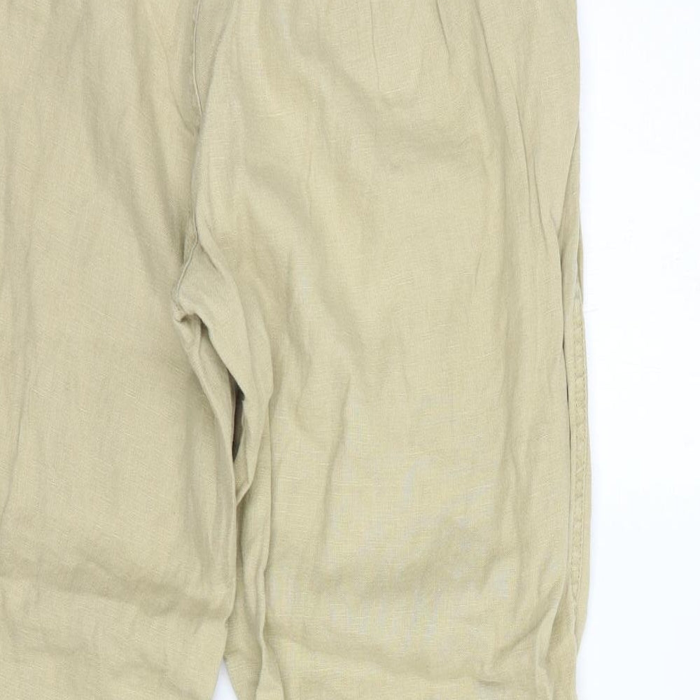 28 Palms Womens Beige  Linen Trousers  Size 12 L28 in Regular Button