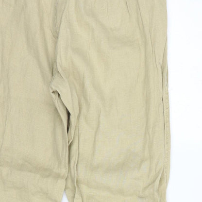 28 Palms Womens Beige  Linen Trousers  Size 12 L28 in Regular Button