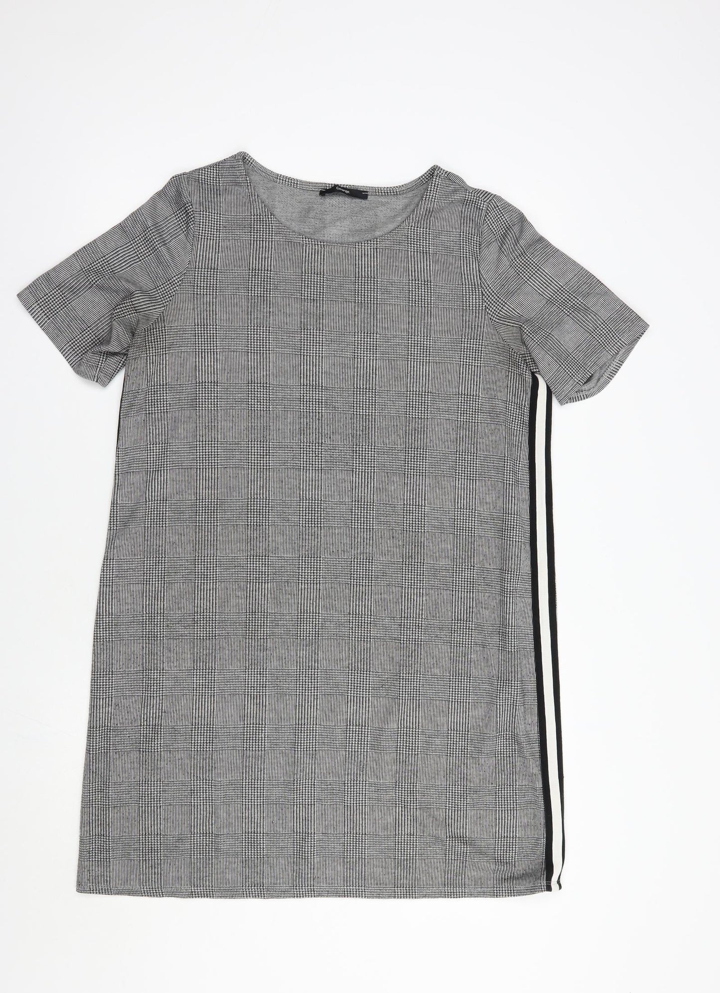 George Womens Grey Plaid Polyester Shift  Size 12  Boat Neck Pullover