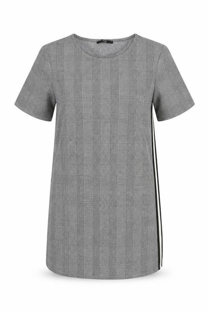 George Womens Grey Plaid Polyester Shift  Size 12  Boat Neck Pullover