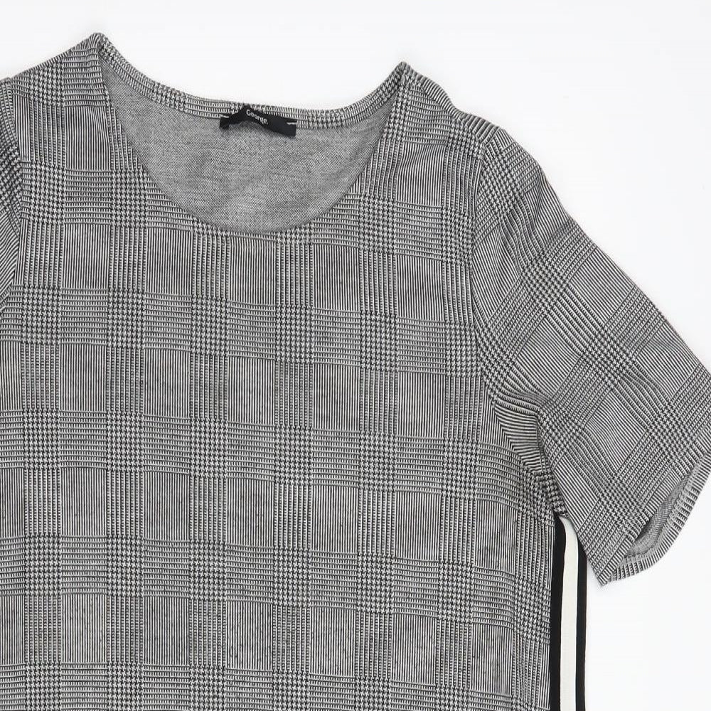 George Womens Grey Plaid Polyester Shift  Size 12  Boat Neck Pullover