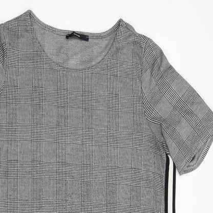 George Womens Grey Plaid Polyester Shift  Size 12  Boat Neck Pullover