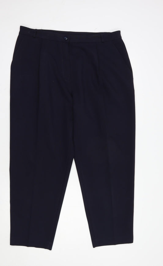 Womens UK Size 18 Marks and Spencer Regular Fit Dress Pants Blue Trousers