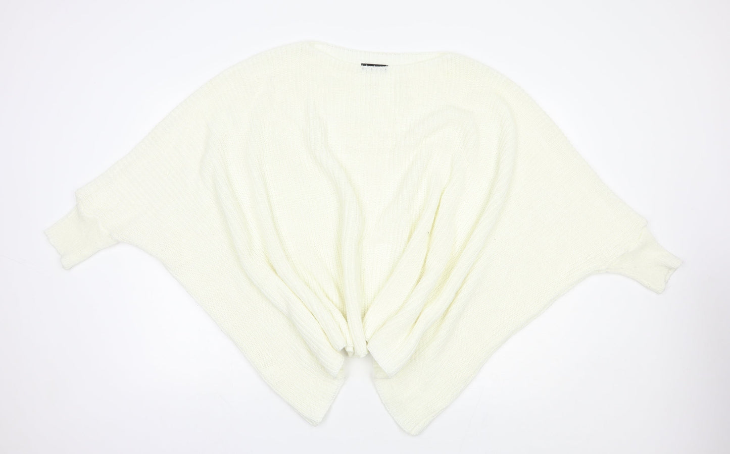 Boohoo Womens Ivory Boat Neck  Acrylic Pullover Jumper Size M