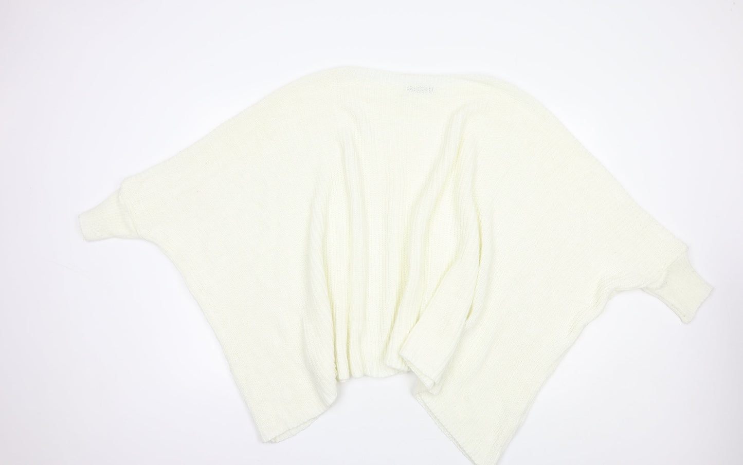 Boohoo Womens Ivory Boat Neck  Acrylic Pullover Jumper Size M