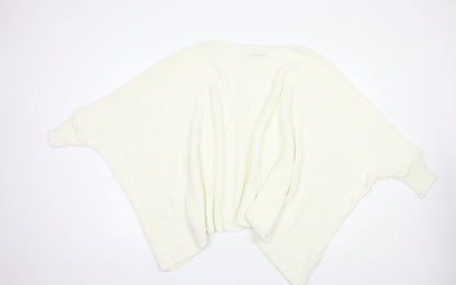 Boohoo Womens Ivory Boat Neck  Acrylic Pullover Jumper Size M
