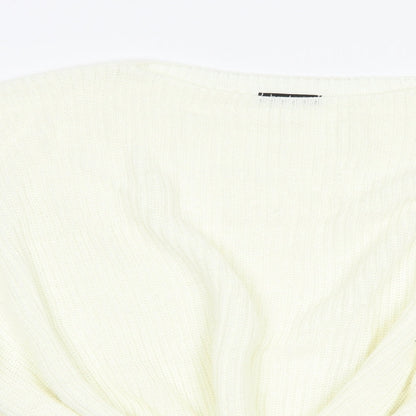 Boohoo Womens Ivory Boat Neck  Acrylic Pullover Jumper Size M