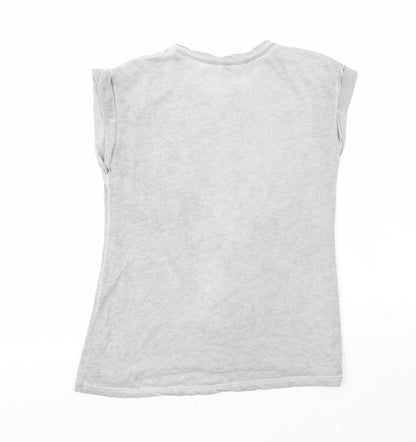 Womens UK Size 8 Internacionale Grey Basic T-Shirt