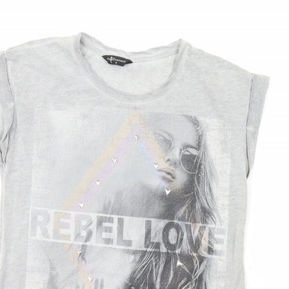 Womens UK Size 8 Internacionale Grey Basic T-Shirt