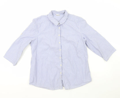 Damart Boys Blue Striped 100% Cotton Basic Button-Up Size 14 Years Collared