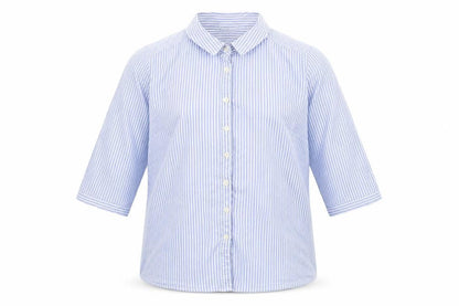 Damart Boys Blue Striped 100% Cotton Basic Button-Up Size 14 Years Collared