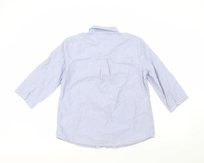 Damart Boys Blue Striped 100% Cotton Basic Button-Up Size 14 Years Collared