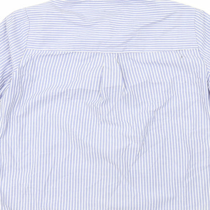 Damart Boys Blue Striped 100% Cotton Basic Button-Up Size 14 Years Collared