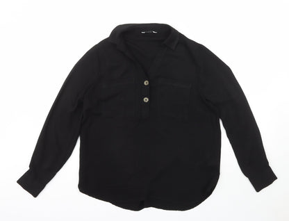 Papaya Womens Black  Polyester Basic Blouse Size 14 Collared