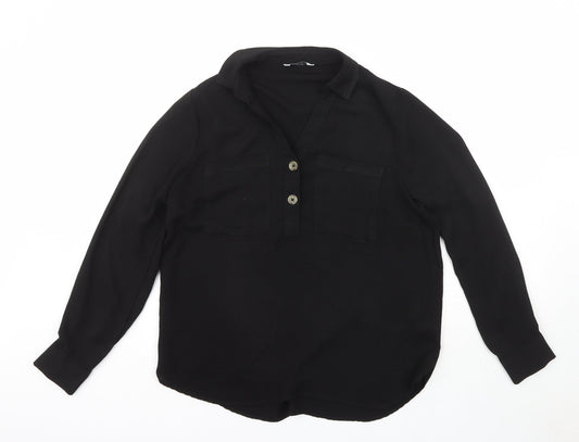Papaya Womens Black  Polyester Basic Blouse Size 14 Collared
