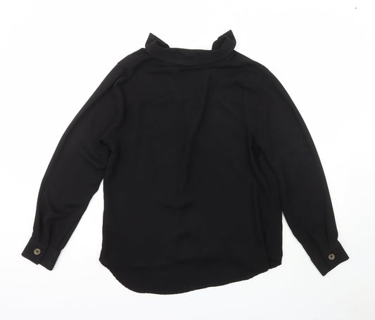 Papaya Womens Black  Polyester Basic Blouse Size 14 Collared