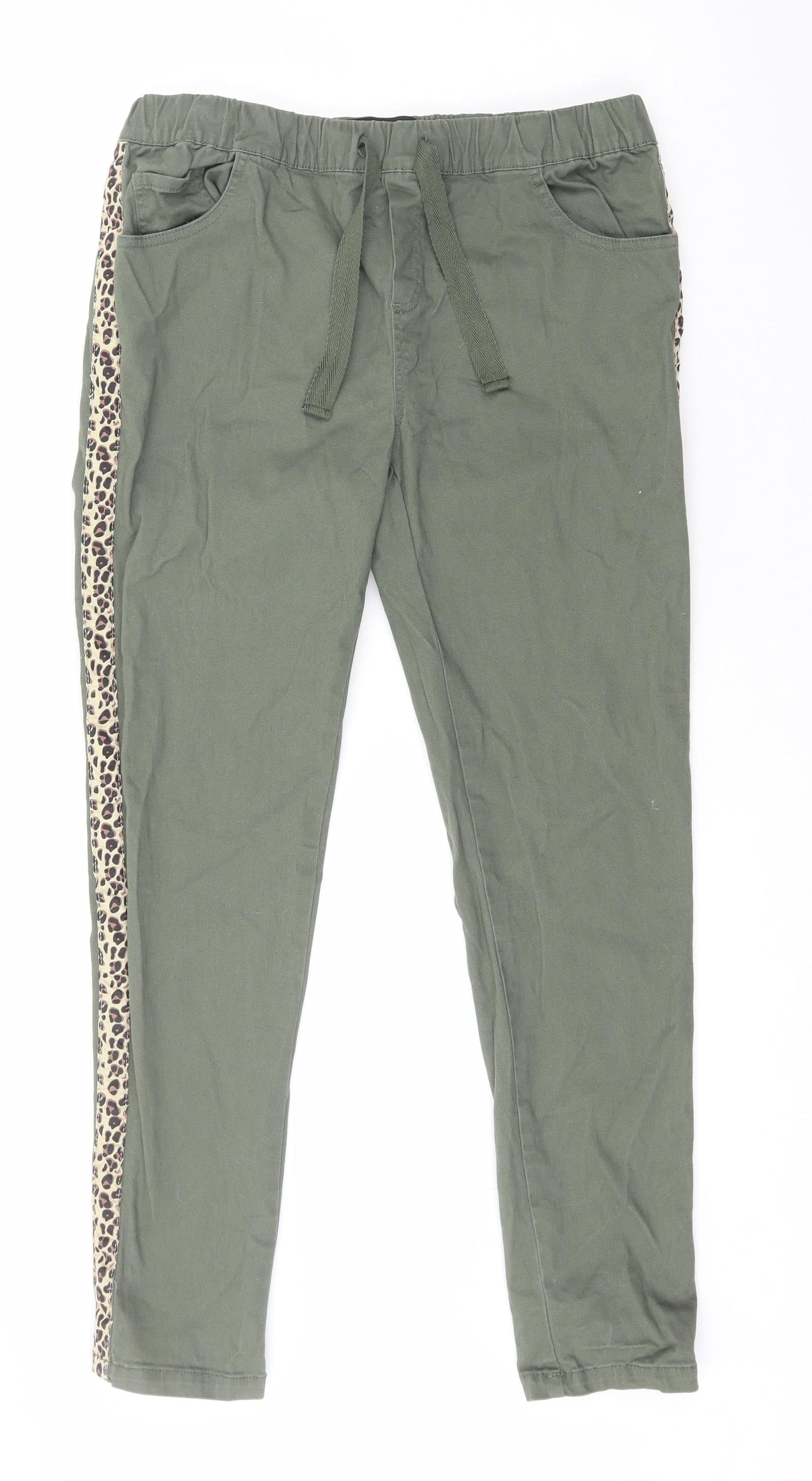 Glissade Womens Green Animal Print Cotton Trousers  Size M L27 in Regular
