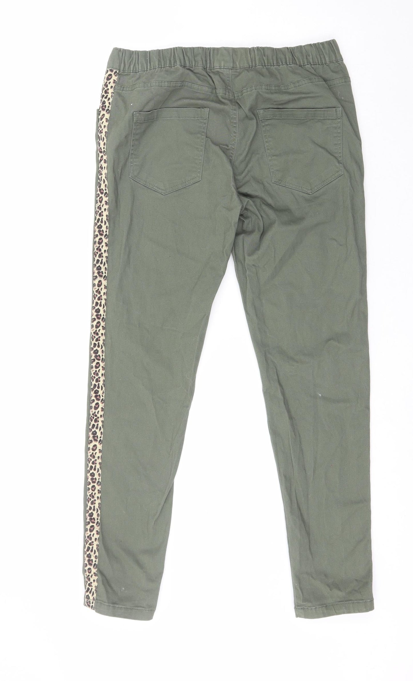 Glissade Womens Green Animal Print Cotton Trousers  Size M L27 in Regular