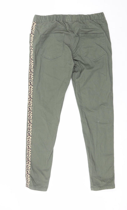 Glissade Womens Green Animal Print Cotton Trousers  Size M L27 in Regular
