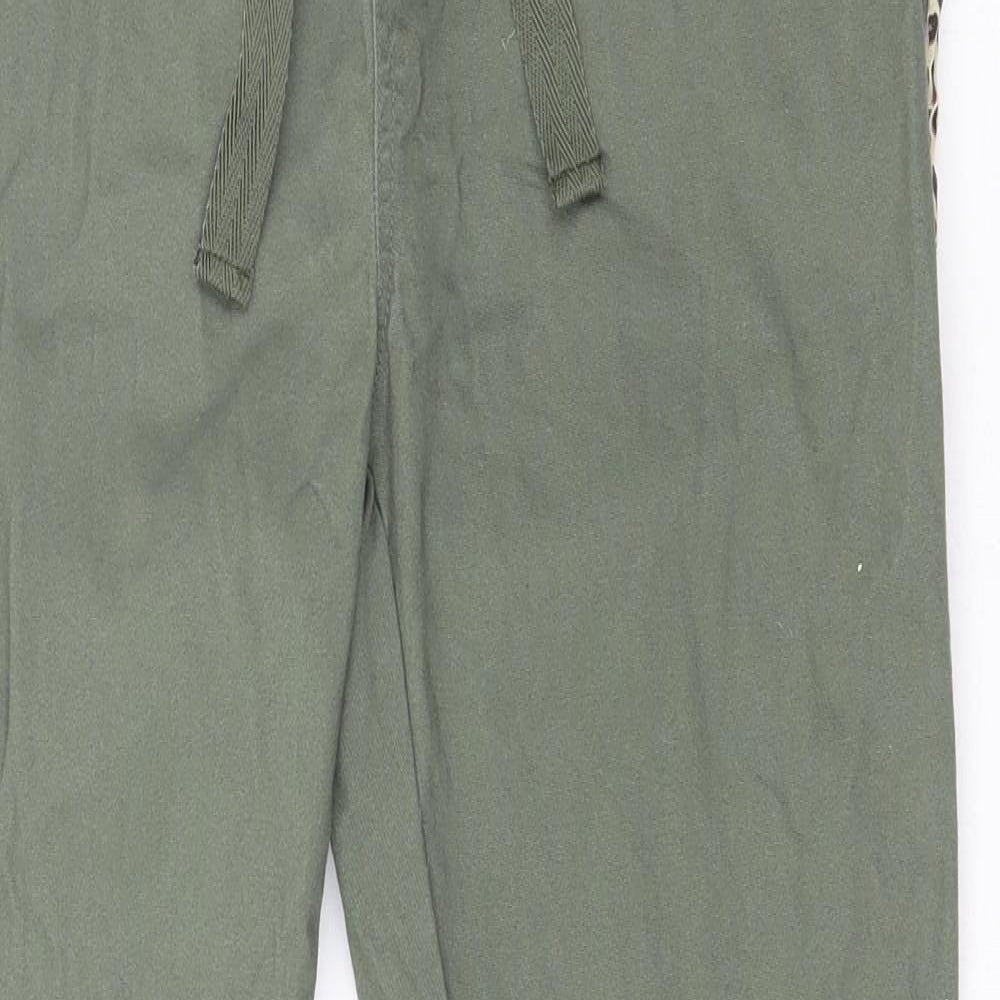 Glissade Womens Green Animal Print Cotton Trousers  Size M L27 in Regular