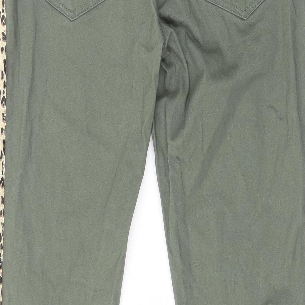 Glissade Womens Green Animal Print Cotton Trousers  Size M L27 in Regular
