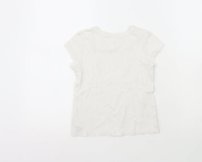 Gap Girls White  Polyester Pullover T-Shirt Size S Crew Neck  - Lama