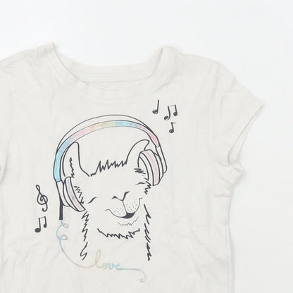Gap Girls White  Polyester Pullover T-Shirt Size S Crew Neck  - Lama