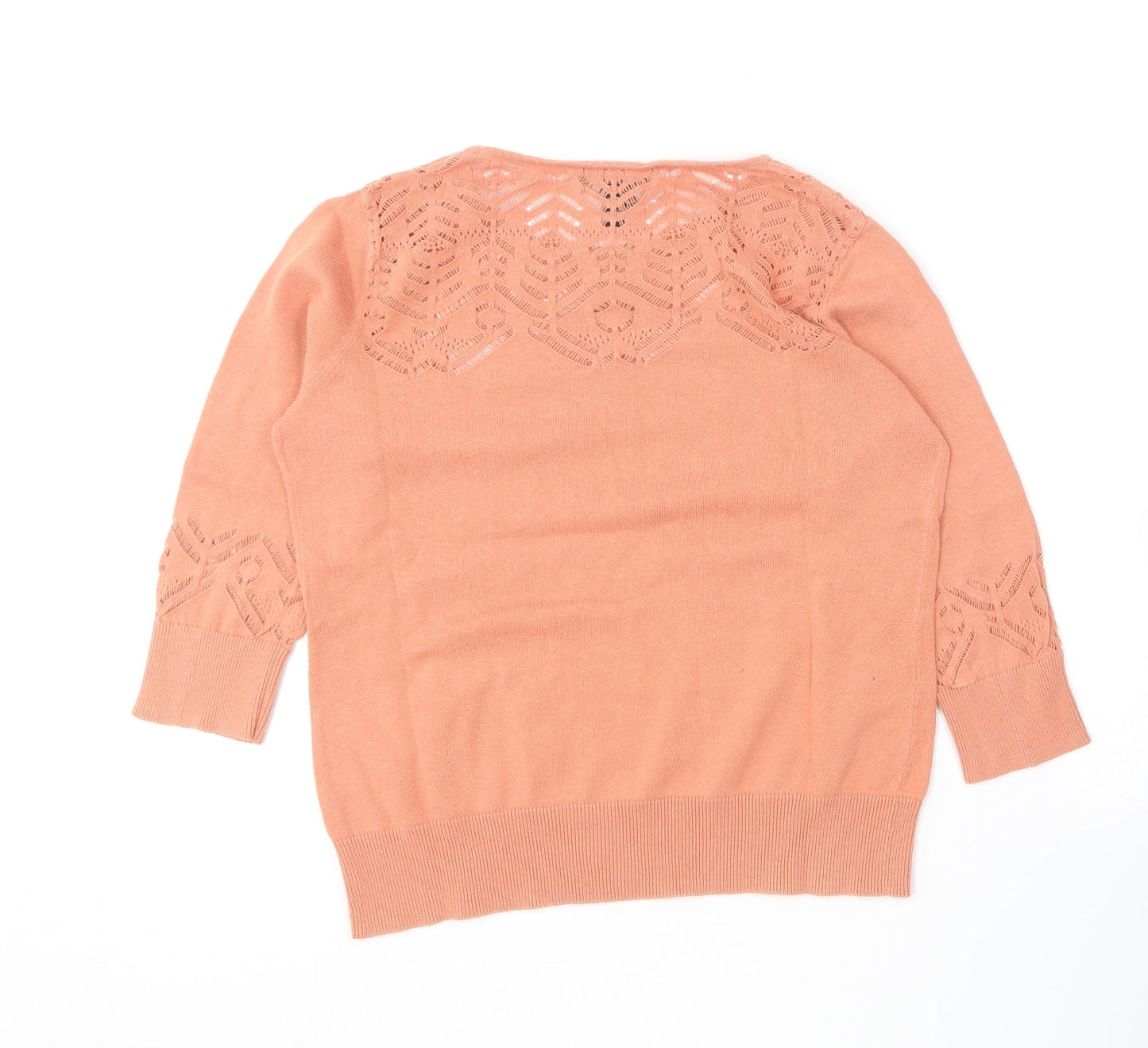 Nanette Lepore Womens Orange Round Neck  Cotton Pullover Jumper Size M
