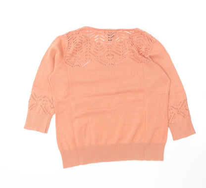 Nanette Lepore Womens Orange Round Neck  Cotton Pullover Jumper Size M