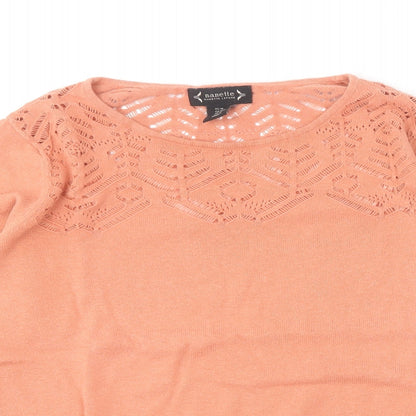 Nanette Lepore Womens Orange Round Neck  Cotton Pullover Jumper Size M