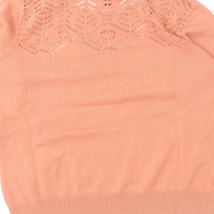 Nanette Lepore Womens Orange Round Neck  Cotton Pullover Jumper Size M