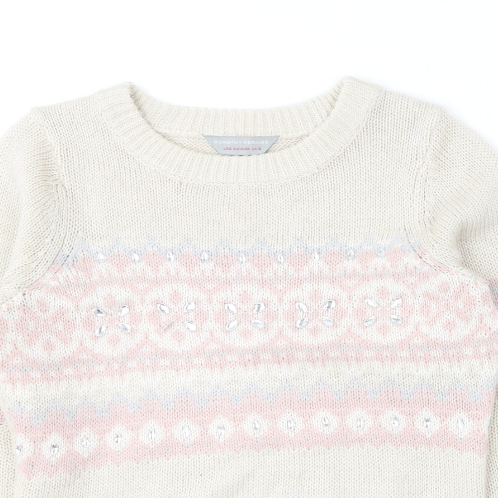 Womens UK Size 10 Dorothy Perkins Beige Pullover Jumper