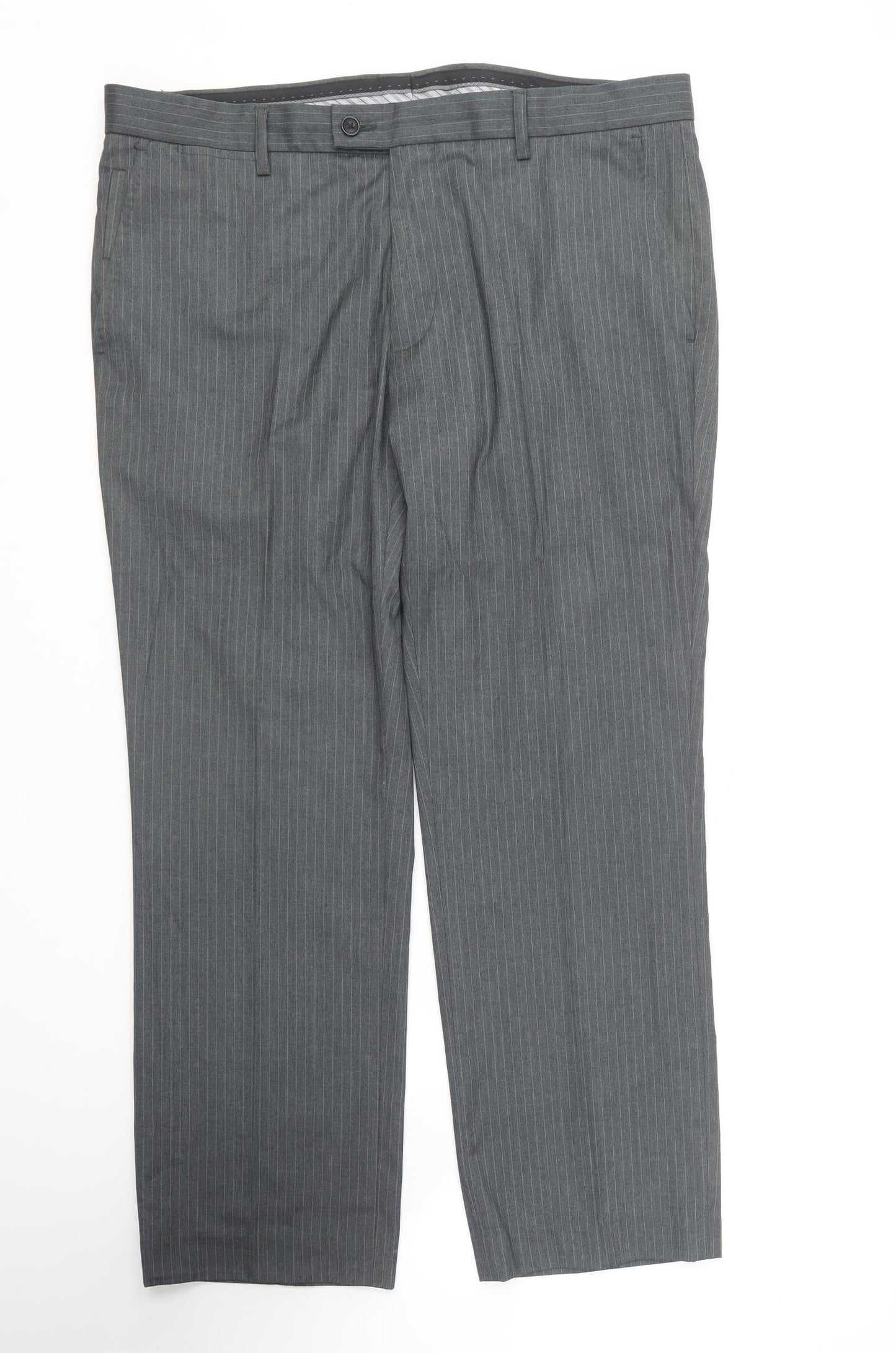 Butler & Webb  Womens Grey Striped Polyester Trousers  Size 38 in L29 in Regular