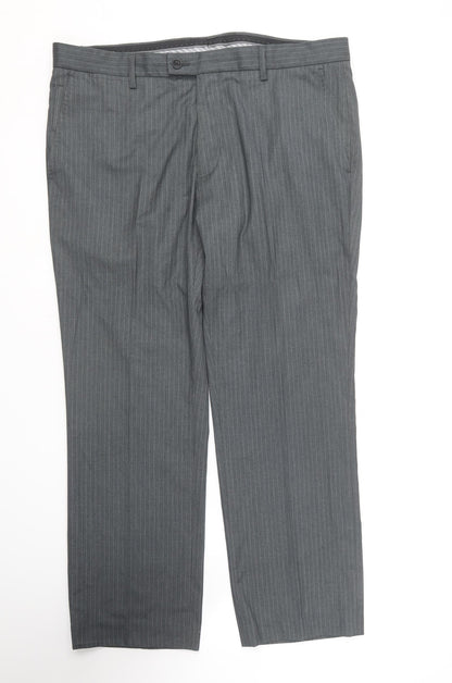Butler & Webb  Womens Grey Striped Polyester Trousers  Size 38 in L29 in Regular