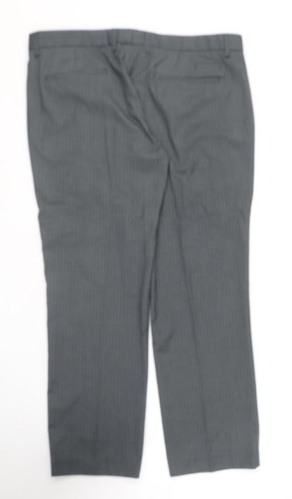 Butler & Webb  Womens Grey Striped Polyester Trousers  Size 38 in L29 in Regular
