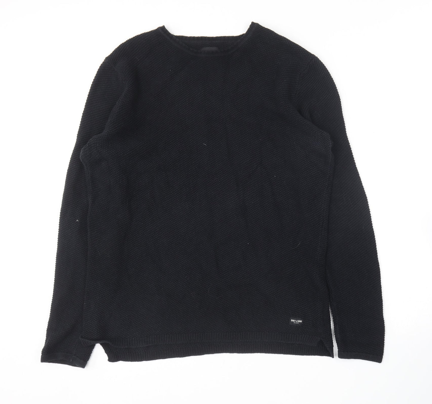 ONLY & SONS Mens Blue Round Neck  Cotton Pullover Jumper Size L