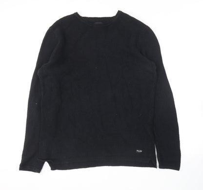 ONLY & SONS Mens Blue Round Neck  Cotton Pullover Jumper Size L