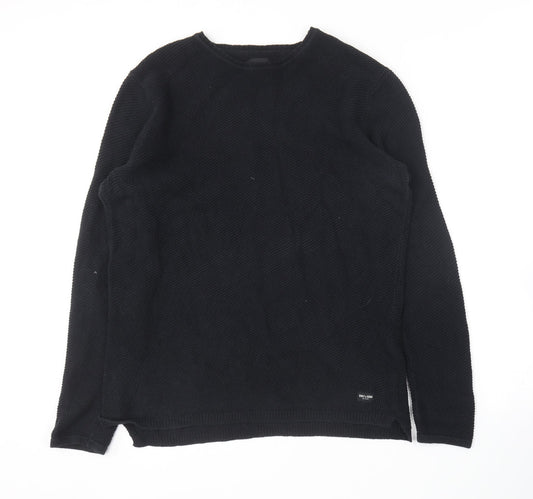 ONLY & SONS Mens Blue Round Neck  Cotton Pullover Jumper Size L