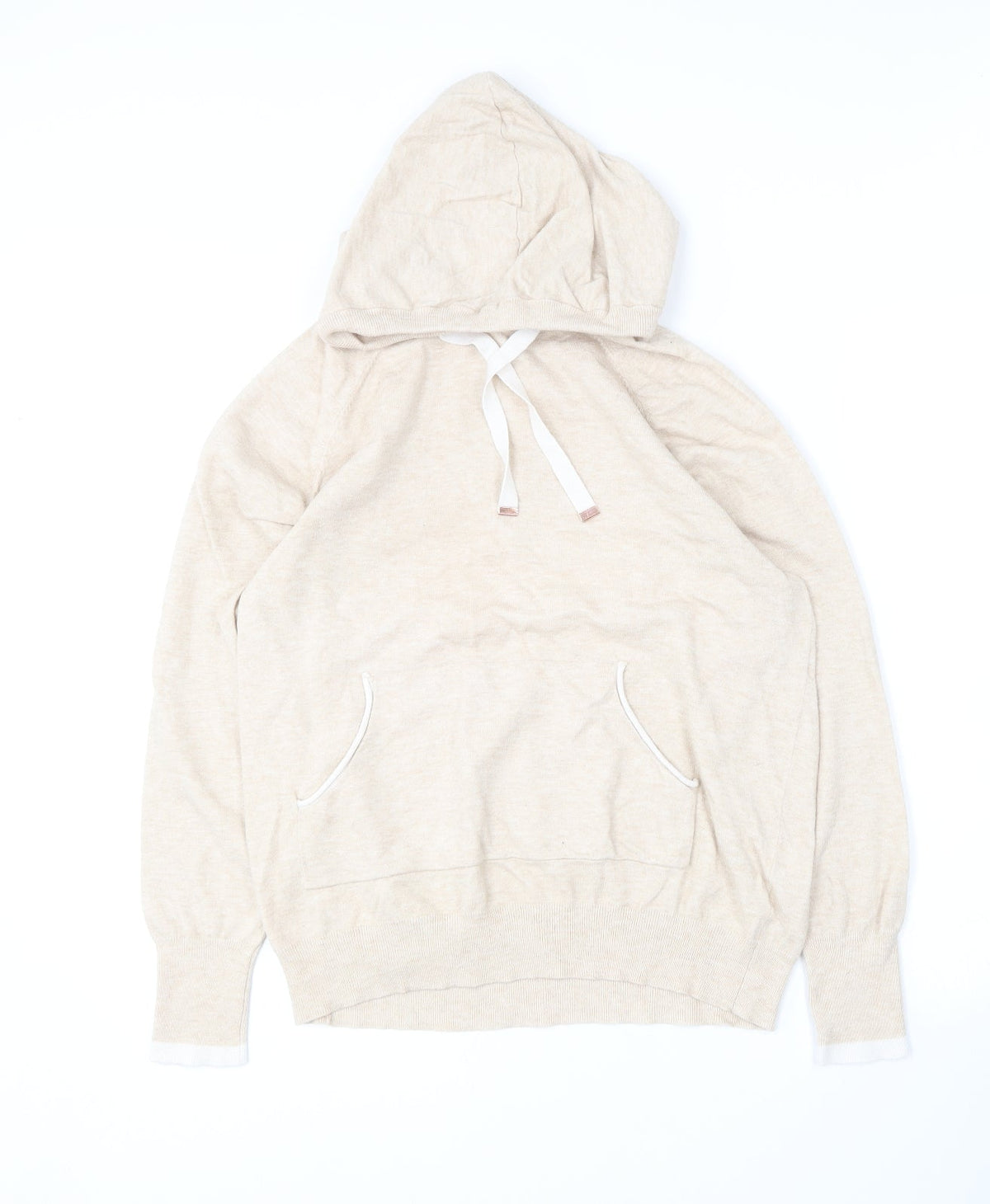Oasis Womens Beige  Viscose Pullover Hoodie Size L