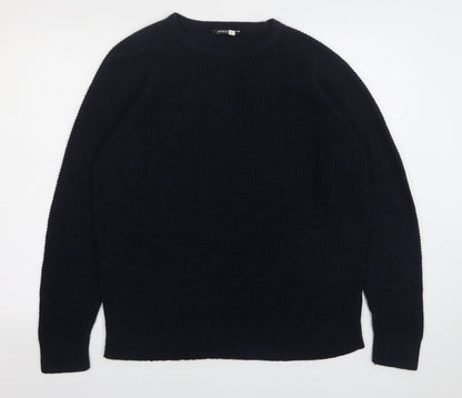 Pep&Co Mens Blue Round Neck  Acrylic Pullover Jumper Size L